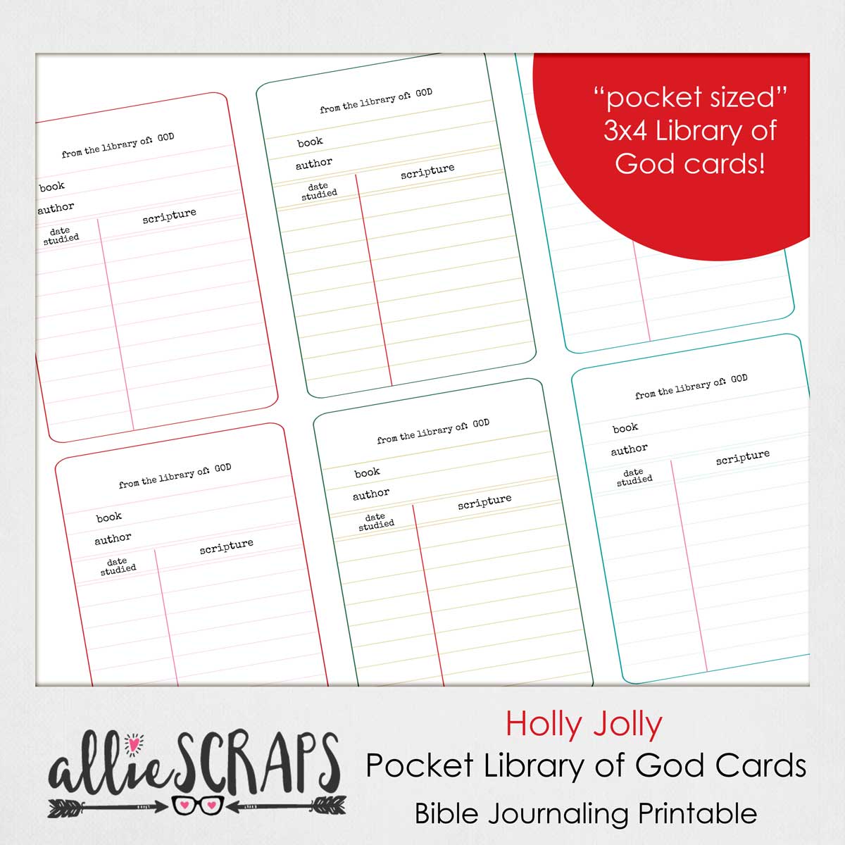 Holly Jolly | Pocket Library of God Card Printable
