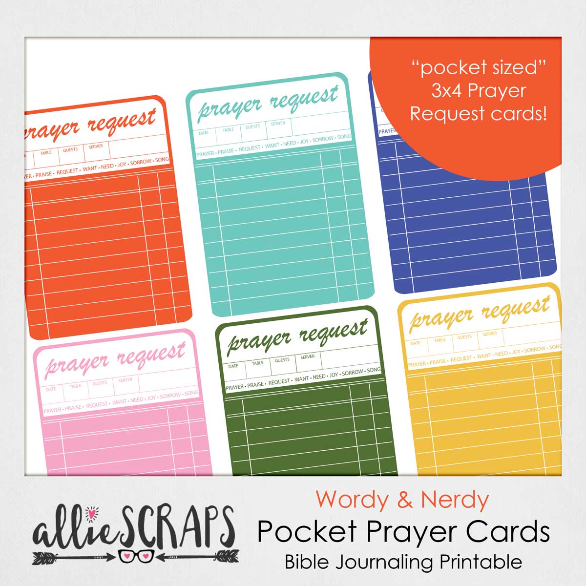 Wordy & Nerdy | Pocket Prayers Card Printable