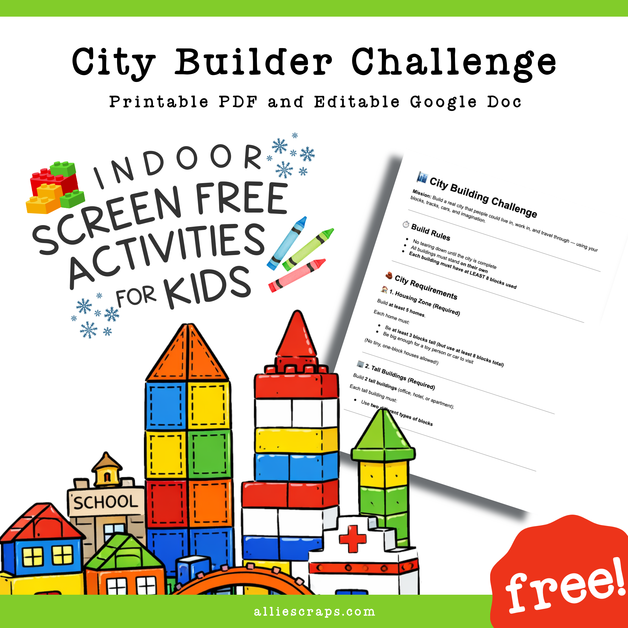 Screen Free Activities for Kids - City Building Challenge